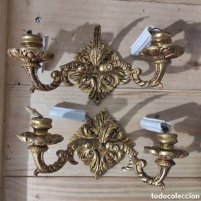 Antigüedades: PAREJA DE APLIQUES BRONCE DORADO